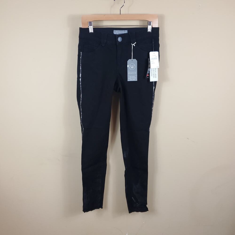 Wit & Wisdom Ab-solution Sparkle Stripe Fray Hem Skinny Jeans Size 4